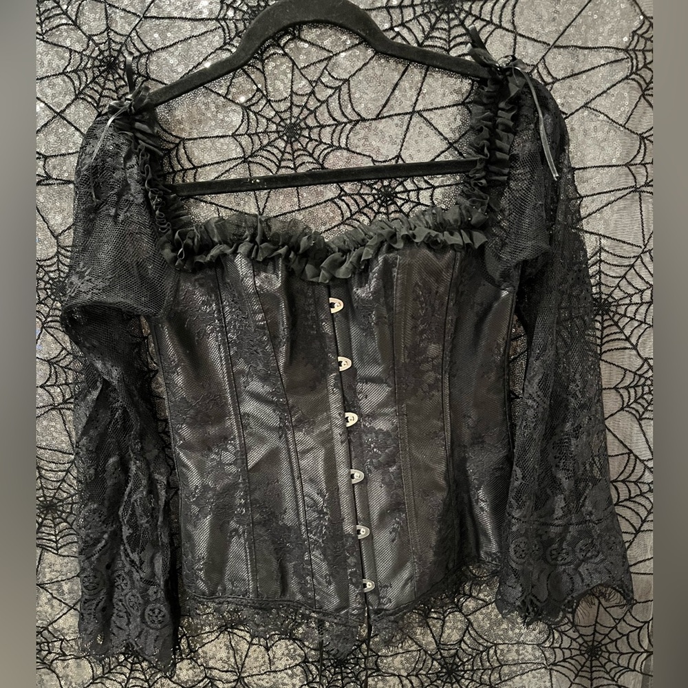 Gothic Elegant Black Lace Corset Top